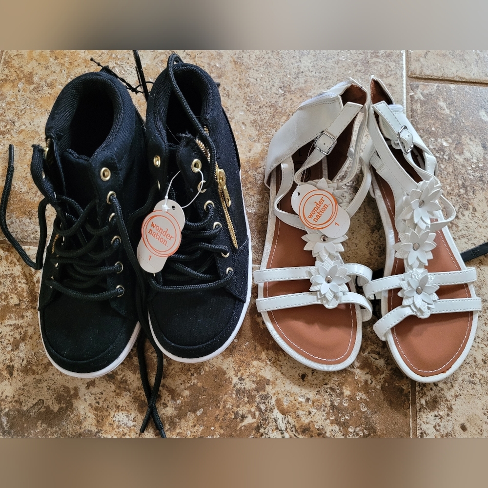 Girls Size 1 Shoe Lot Sneakers Sandals Wonder Nation